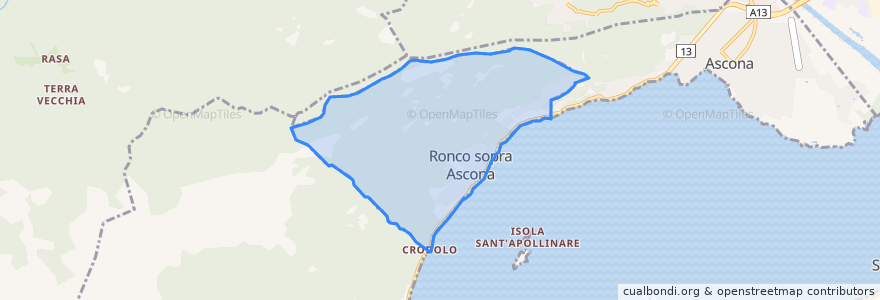 Mapa de ubicacion de Ronco sopra Ascona.