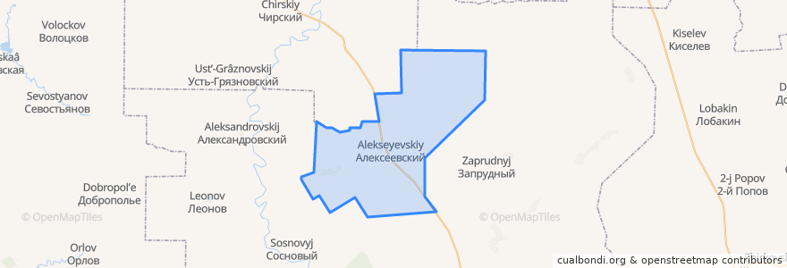 Mapa de ubicacion de Алексеевское сельское поселение.