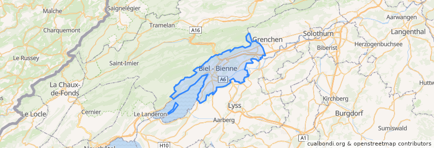 Mapa de ubicacion de Verwaltungskreis Biel/Bienne.