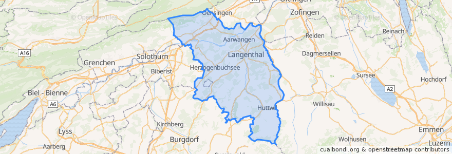 Mapa de ubicacion de Verwaltungskreis Oberaargau.