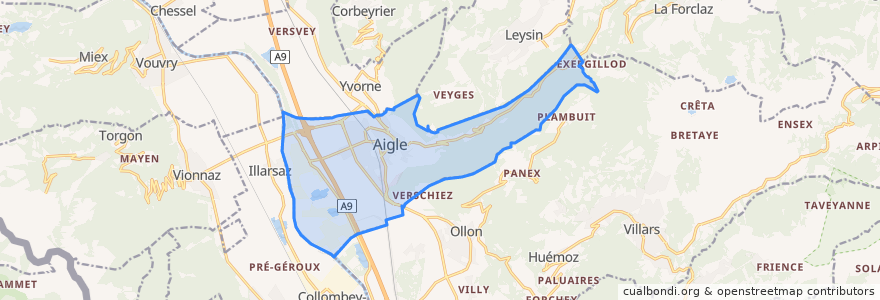 Mapa de ubicacion de Aigle.