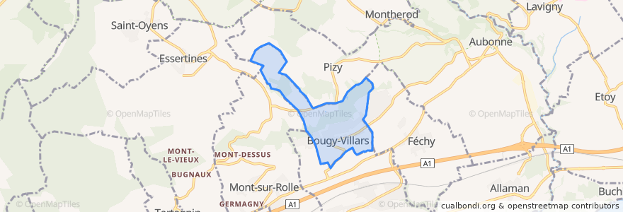 Mapa de ubicacion de Bougy-Villars.