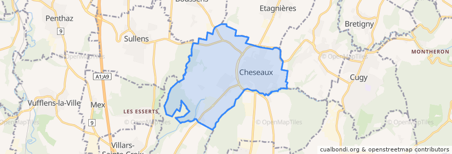 Mapa de ubicacion de Cheseaux-sur-Lausanne.