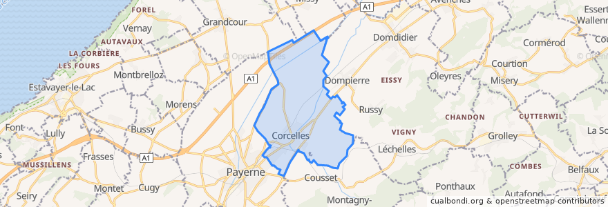 Mapa de ubicacion de Corcelles-près-Payerne.