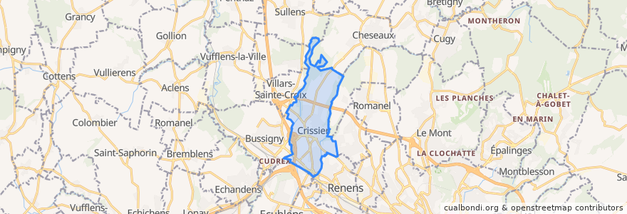 Mapa de ubicacion de Crissier.