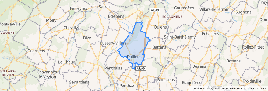 Mapa de ubicacion de Daillens.