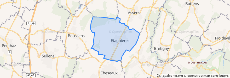 Mapa de ubicacion de Etagnières.