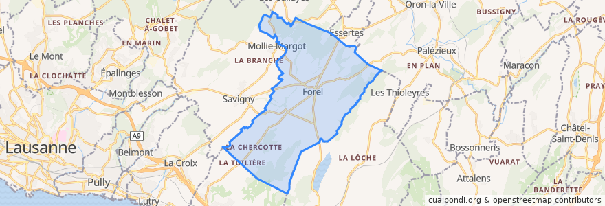 Mapa de ubicacion de Forel (Lavaux).