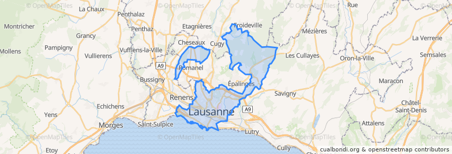 Mapa de ubicacion de Lausanne.