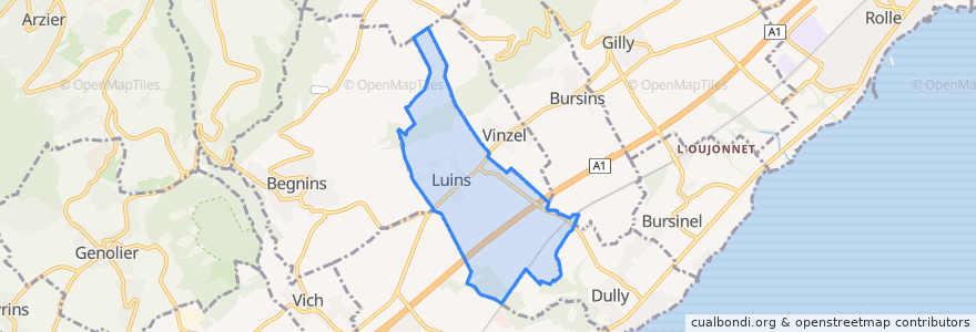 Mapa de ubicacion de Luins.