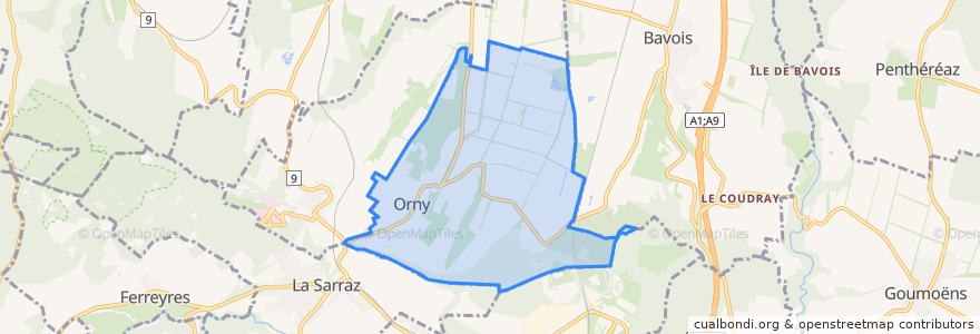 Mapa de ubicacion de Orny.