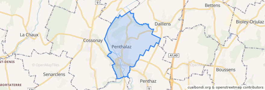 Mapa de ubicacion de Penthalaz.