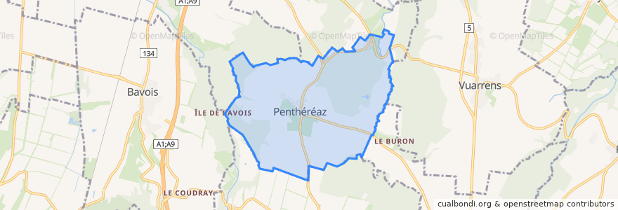 Mapa de ubicacion de Penthéréaz.