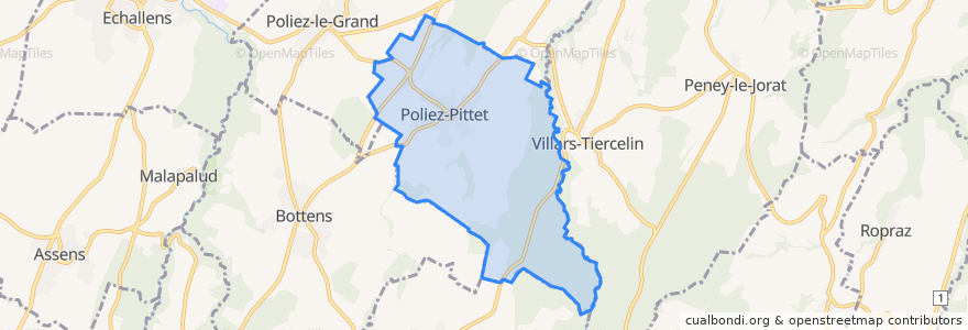 Mapa de ubicacion de Poliez-Pittet.