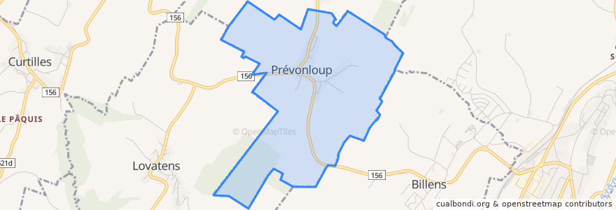 Mapa de ubicacion de Prévonloup.