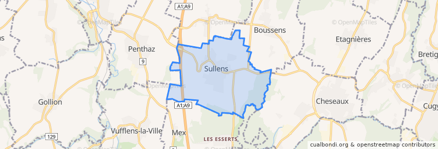 Mapa de ubicacion de Sullens.