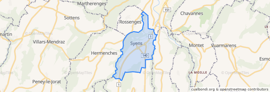 Mapa de ubicacion de Syens.