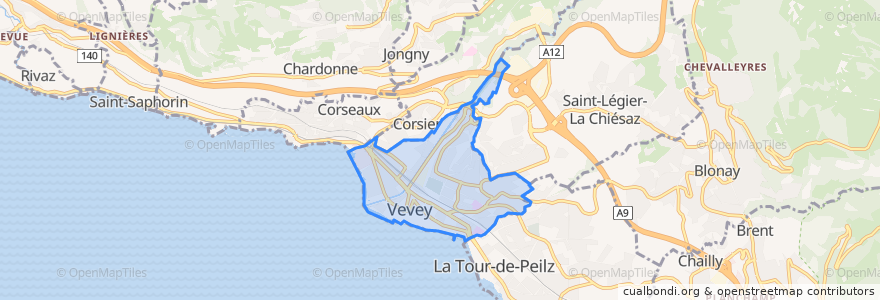 Mapa de ubicacion de Vevey.