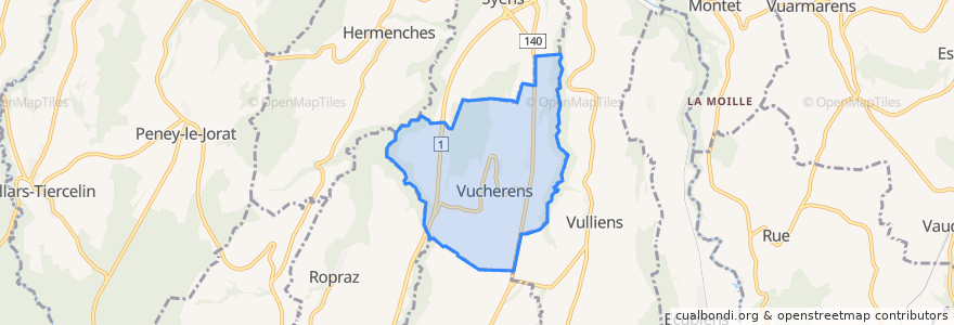 Mapa de ubicacion de Vucherens.