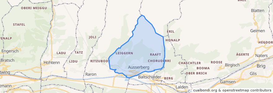 Mapa de ubicacion de Ausserberg.