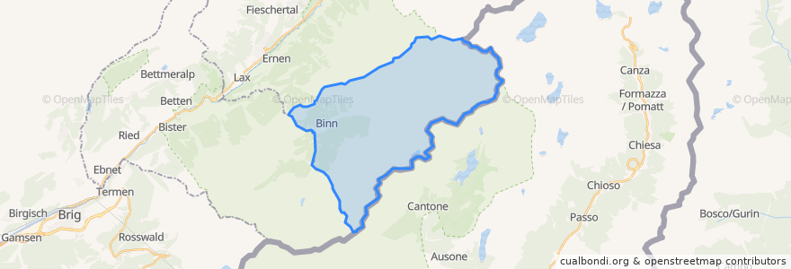 Mapa de ubicacion de Binn.