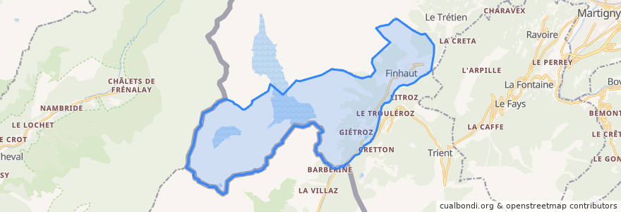 Mapa de ubicacion de Finhaut.