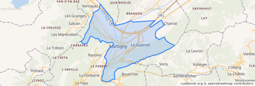 Mapa de ubicacion de Martigny.