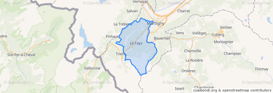 Mapa de ubicacion de Martigny-Combe.