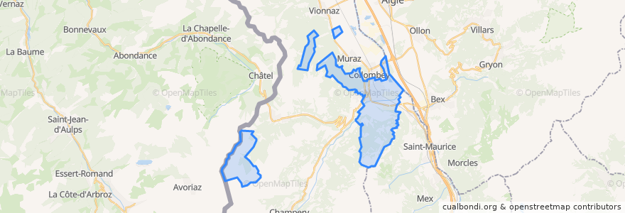 Mapa de ubicacion de Monthey.