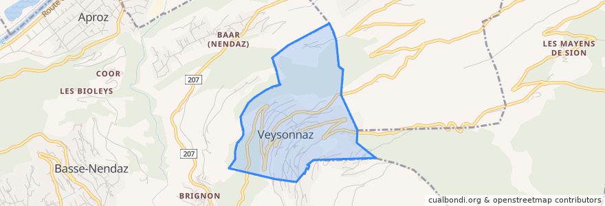 Mapa de ubicacion de Veysonnaz.