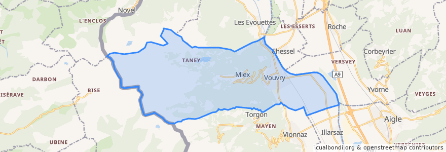 Mapa de ubicacion de Vouvry.