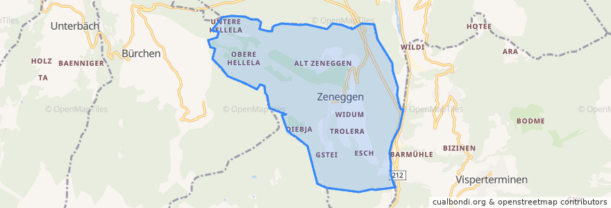 Mapa de ubicacion de Zeneggen.