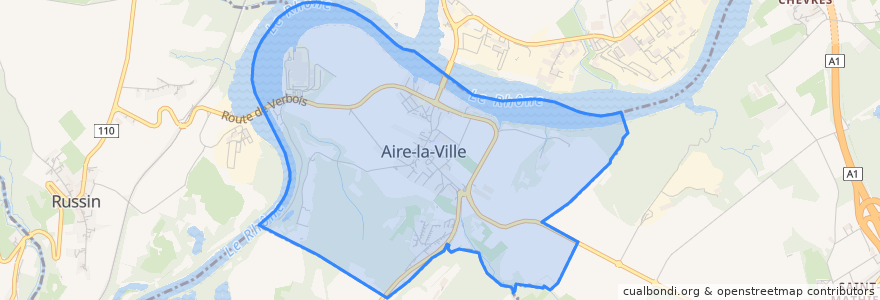 Mapa de ubicacion de Aire-la-Ville.