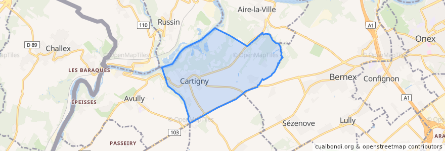 Mapa de ubicacion de Cartigny.