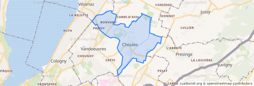 Mapa de ubicacion de Choulex.