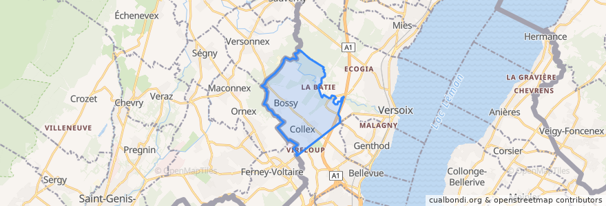 Mapa de ubicacion de Collex-Bossy.