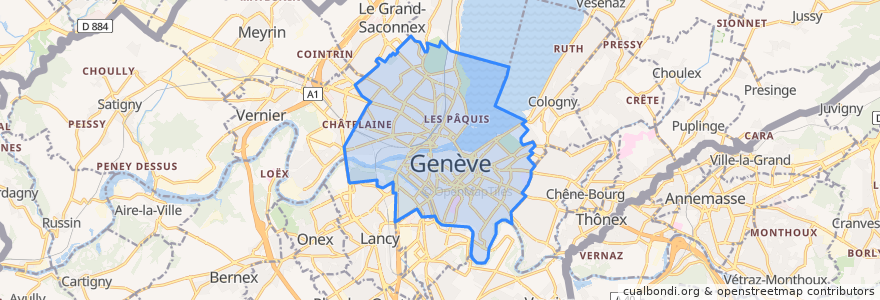 Mapa de ubicacion de Genève.