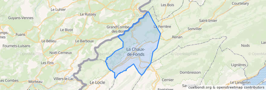 Mapa de ubicacion de La Chaux-de-Fonds.