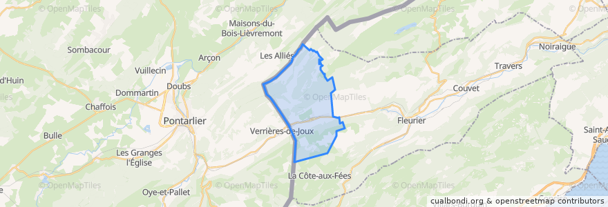 Mapa de ubicacion de Les Verrières.