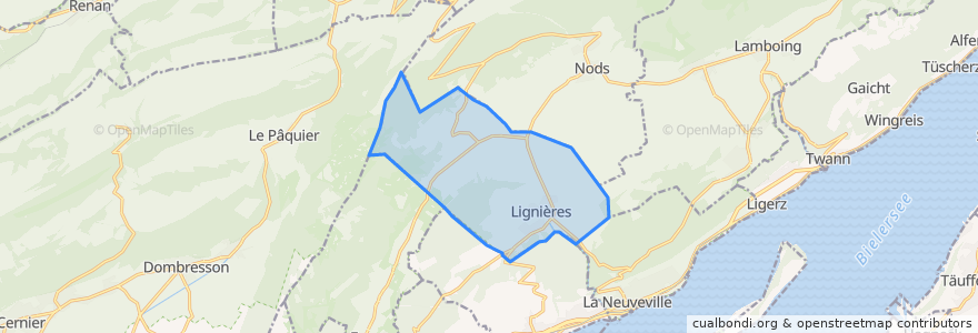 Mapa de ubicacion de Lignières.