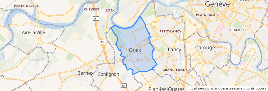 Mapa de ubicacion de Onex.