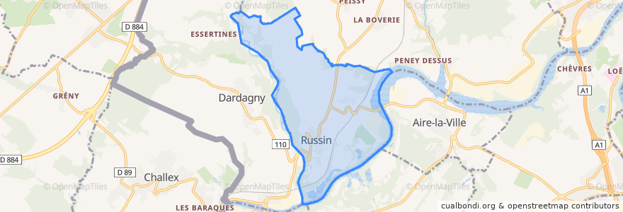 Mapa de ubicacion de Russin.
