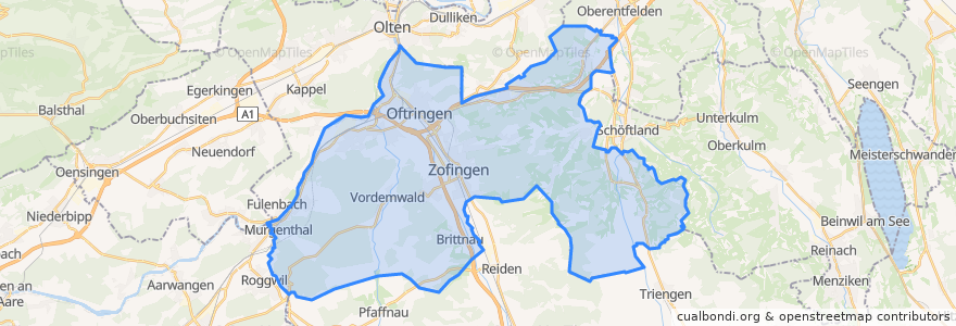 Mapa de ubicacion de Bezirk Zofingen.