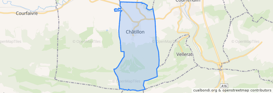 Mapa de ubicacion de Châtillon (JU).