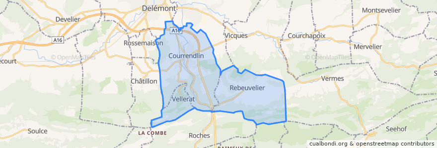 Mapa de ubicacion de Courrendlin.