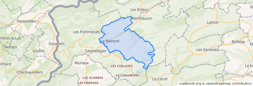 Mapa de ubicacion de Le Bémont (JU).