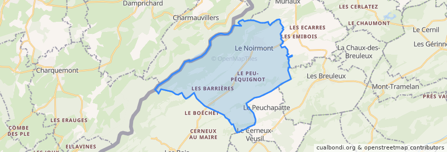 Mapa de ubicacion de Le Noirmont.