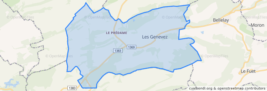 Mapa de ubicacion de Les Genevez (JU).