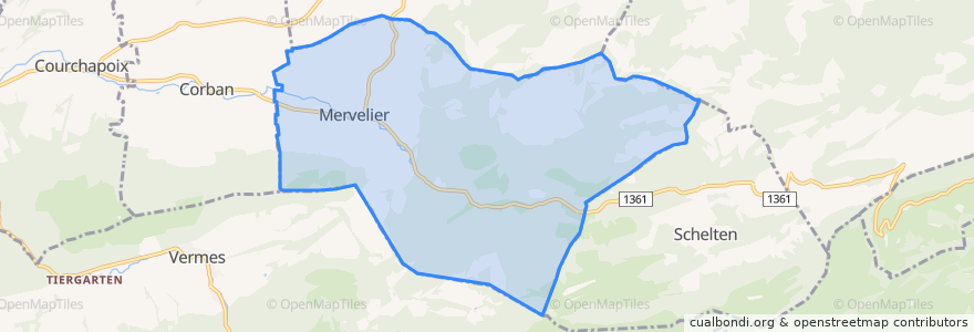 Mapa de ubicacion de Mervelier.