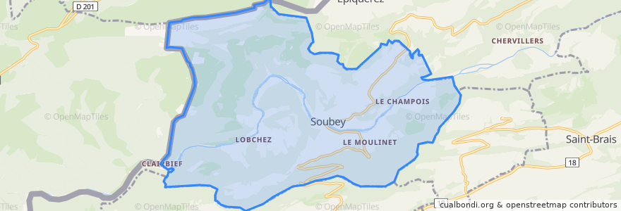 Mapa de ubicacion de Soubey.